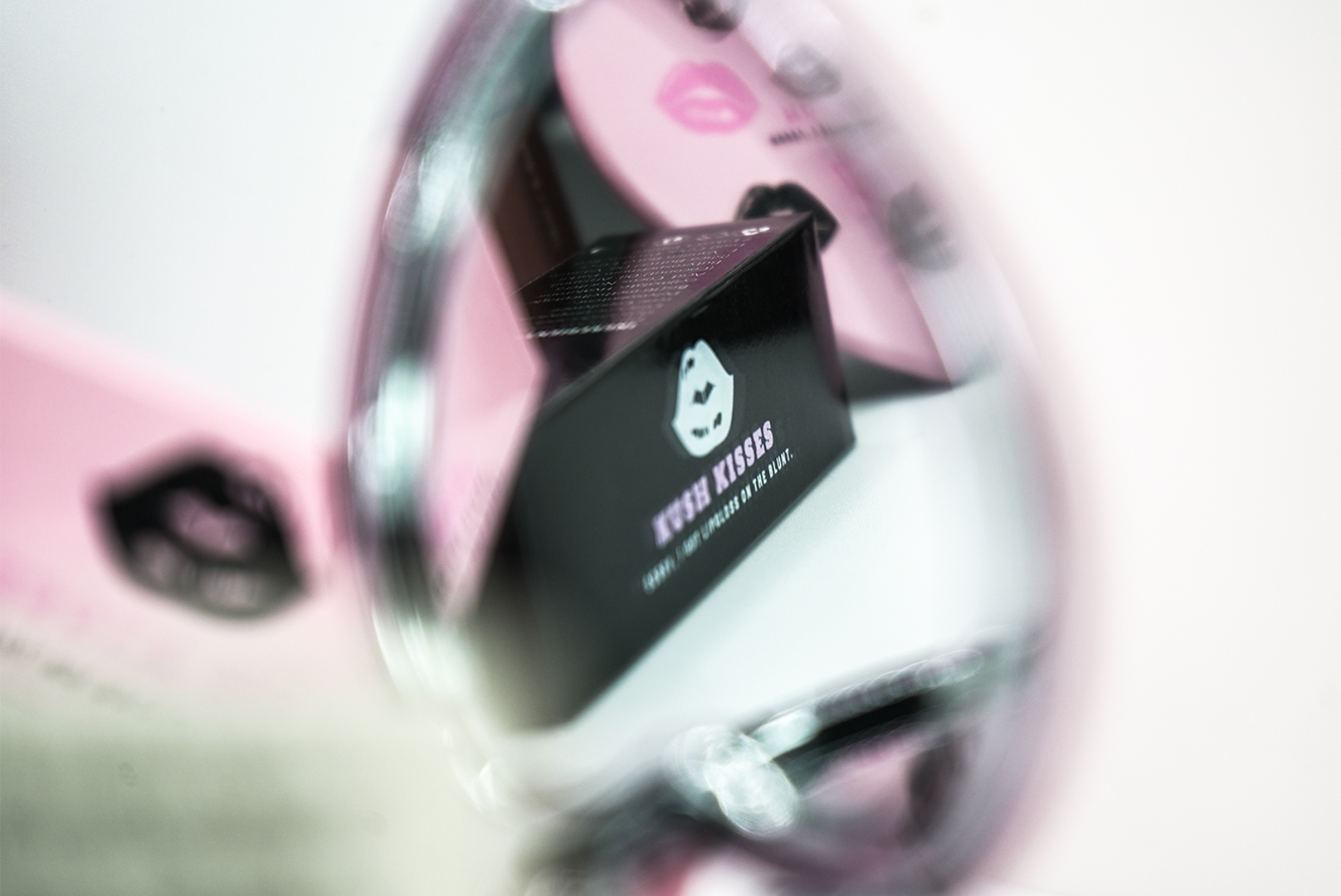 Kush Kisses brand - lip gloss packaging and compact mirror